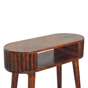 Stripe Chestnut Writing Desk | Solid Mango Wood | Textured Stripe Front