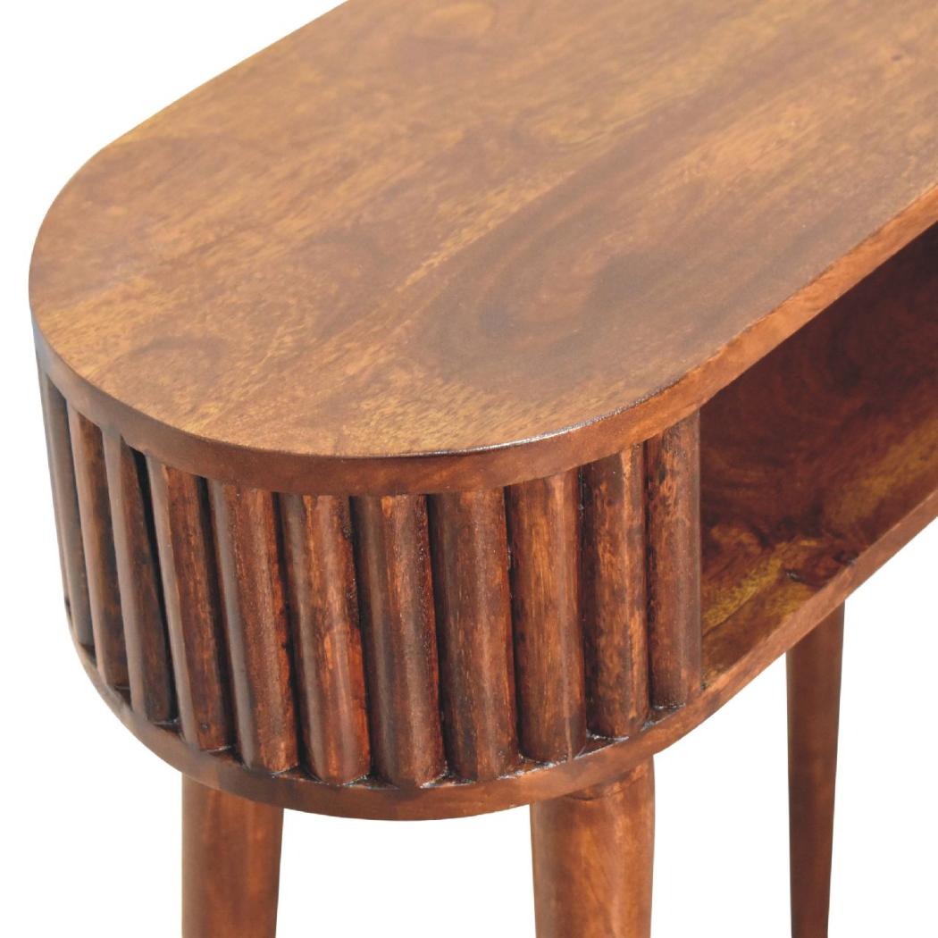 Stripe Chestnut Writing Desk | Solid Mango Wood | Textured Stripe Front