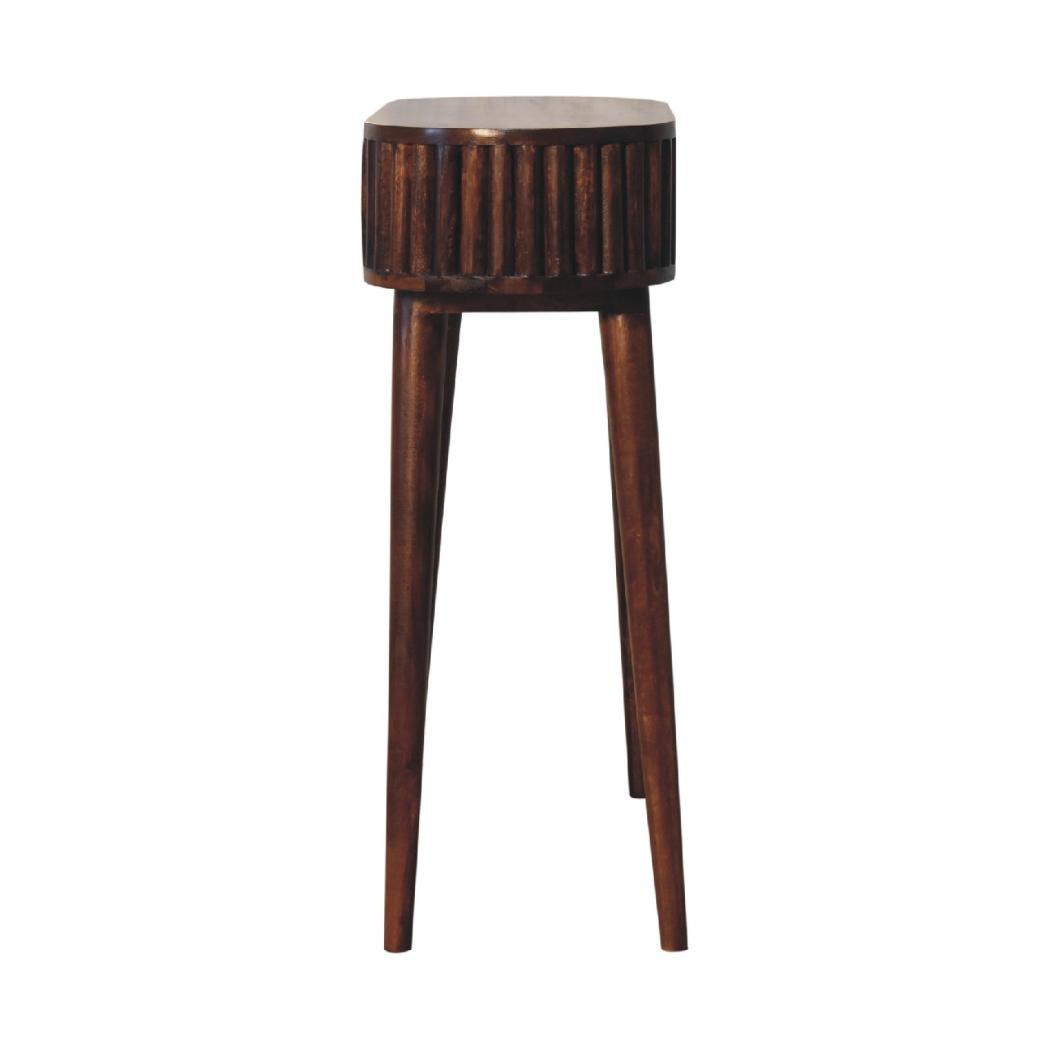Stripe Chestnut Writing Desk | Solid Mango Wood | Textured Stripe Front