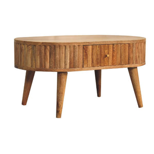 Stripe Coffee Table | Solid Mango Wood | Natural Wood Finish | Textured Stripe Detail