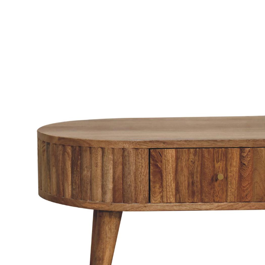 Stripe Coffee Table | Solid Mango Wood | Natural Wood Finish | Textured Stripe Detail