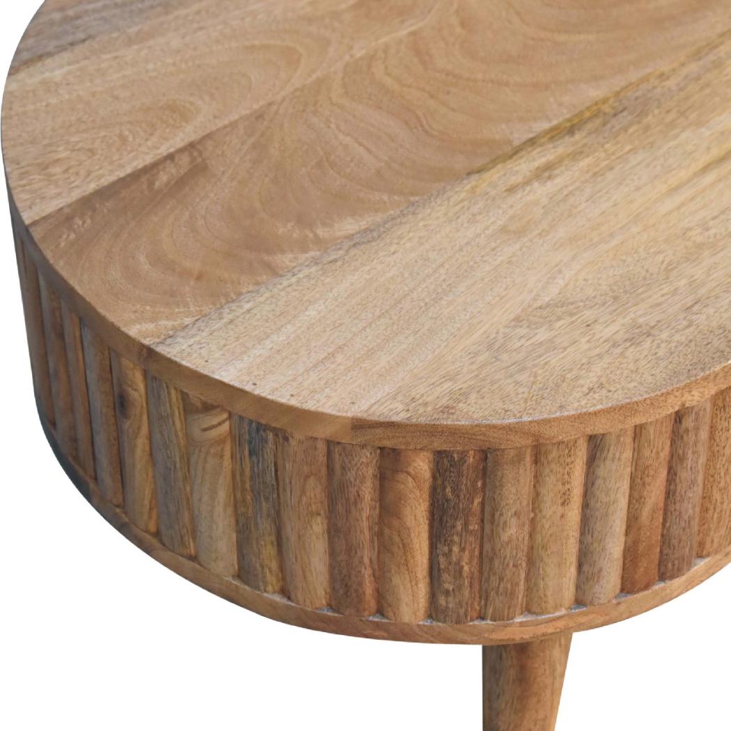 Stripe Coffee Table | Solid Mango Wood | Natural Wood Finish | Textured Stripe Detail