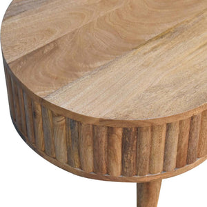 Stripe Coffee Table | Solid Mango Wood | Natural Wood Finish | Textured Stripe Detail