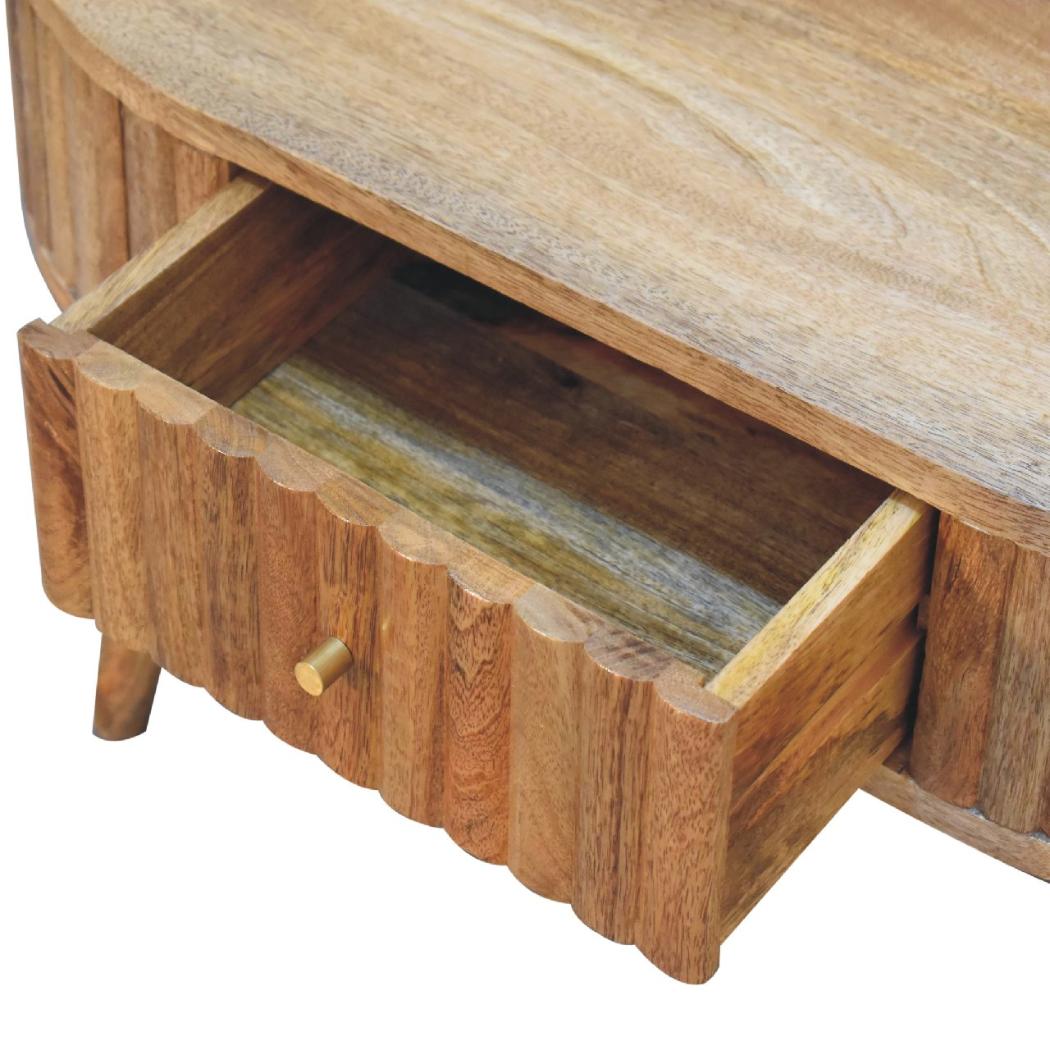 Stripe Coffee Table | Solid Mango Wood | Natural Wood Finish | Textured Stripe Detail