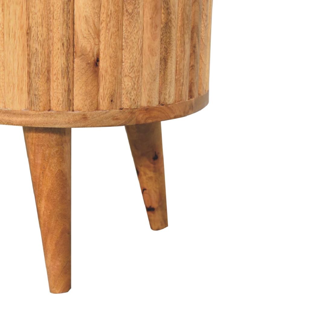 Stripe Media Unit | Solid Mango Wood | Natural Wood Finish | Textured Stripe Detail