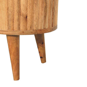 Stripe Media Unit | Solid Mango Wood | Natural Wood Finish | Textured Stripe Detail