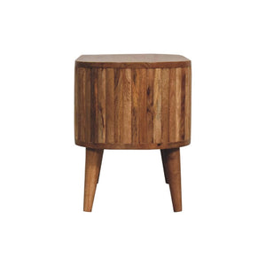 Stripe Media Unit | Solid Mango Wood | Natural Wood Finish | Textured Stripe Detail