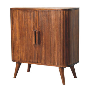 Stripe Storage Cabinet | Solid Mango Wood | Chestnut Finish | Textured Front