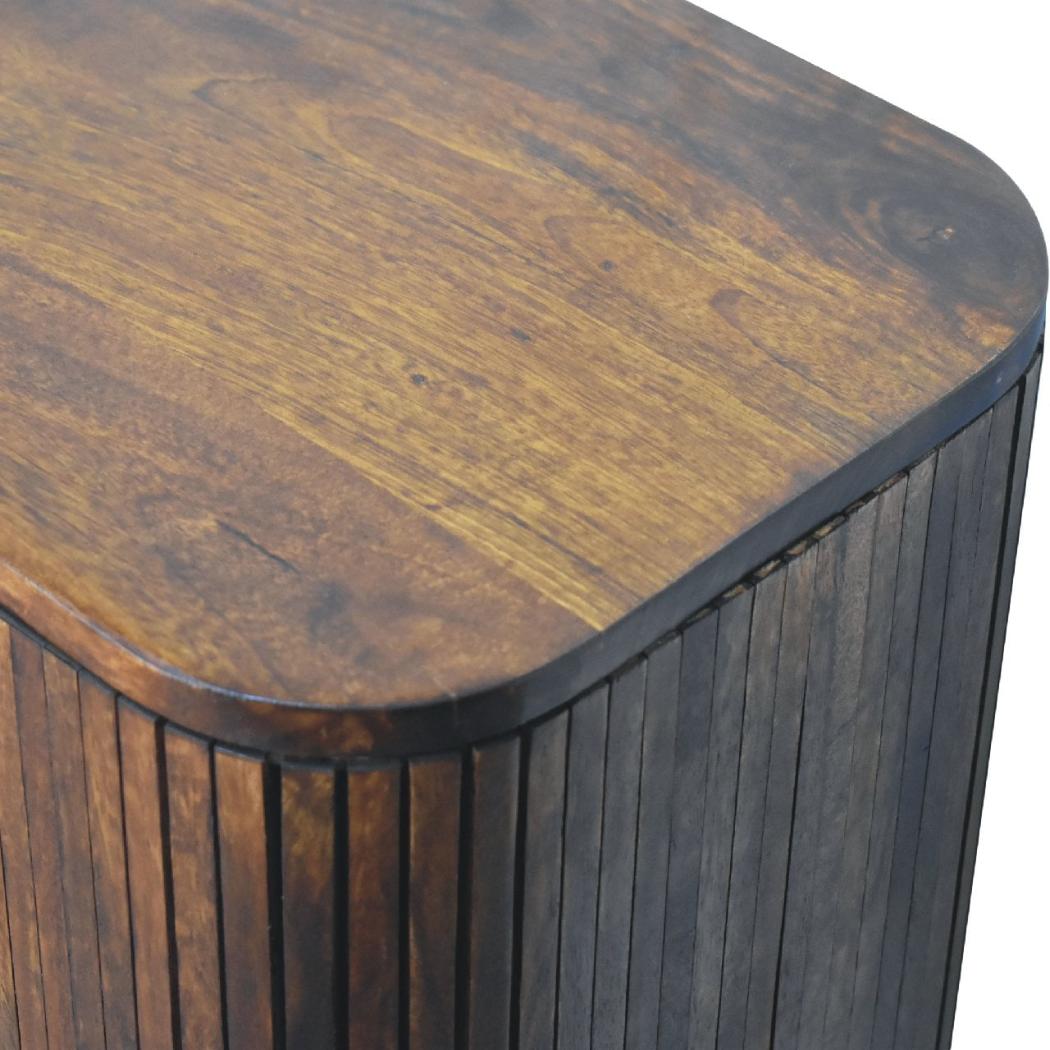 Stripe Storage Cabinet | Solid Mango Wood | Chestnut Finish | Textured Front