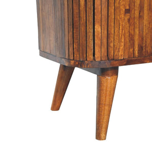 Stripe Storage Cabinet | Solid Mango Wood | Chestnut Finish | Textured Front