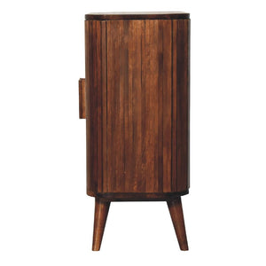 Stripe Storage Cabinet | Solid Mango Wood | Chestnut Finish | Textured Front