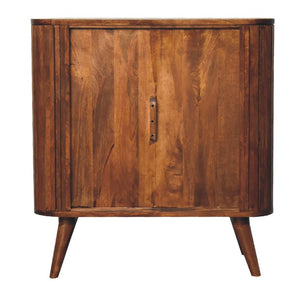 Stripe Storage Cabinet | Solid Mango Wood | Chestnut Finish | Textured Front