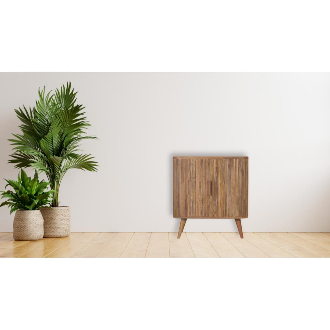 Stripe Storage Cabinet | Solid Mango Wood | Natural Finish | 2 Door Storage Cabinet