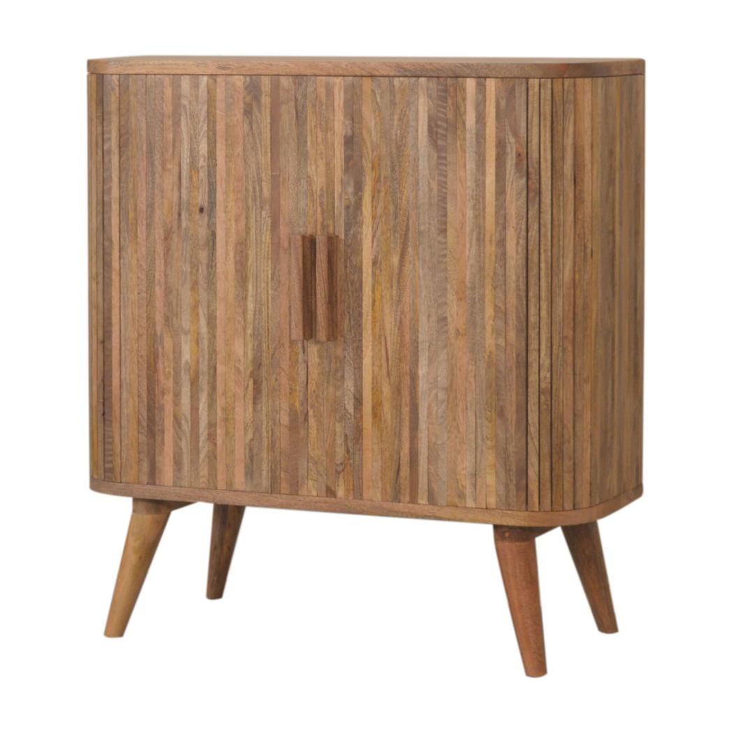 Stripe Storage Cabinet | Solid Mango Wood | Natural Finish | 2 Door Storage Cabinet