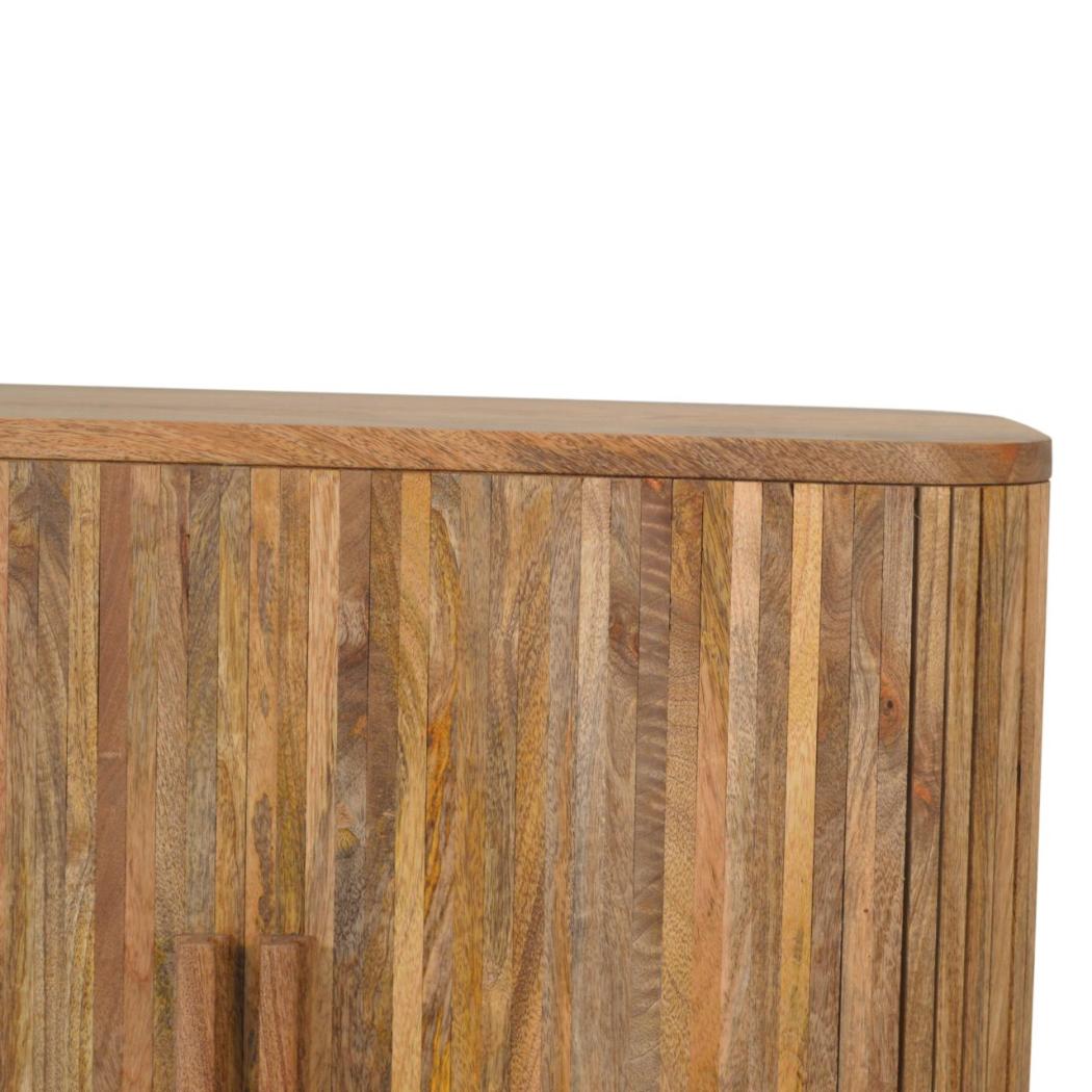 Stripe Storage Cabinet | Solid Mango Wood | Natural Finish | 2 Door Storage Cabinet