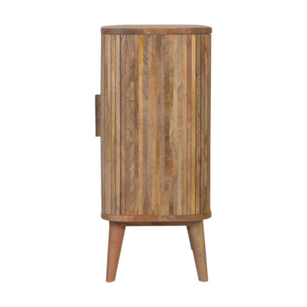 Stripe Storage Cabinet | Solid Mango Wood | Natural Finish | 2 Door Storage Cabinet
