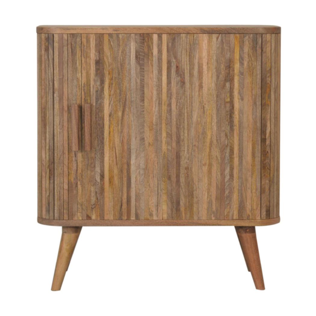 Stripe Storage Cabinet | Solid Mango Wood | Natural Finish | 2 Door Storage Cabinet