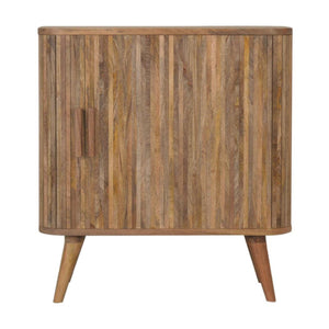 Stripe Storage Cabinet | Solid Mango Wood | Natural Finish | 2 Door Storage Cabinet