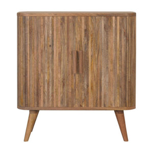 Stripe Storage Cabinet | Solid Mango Wood | Natural Finish | 2 Door Storage Cabinet