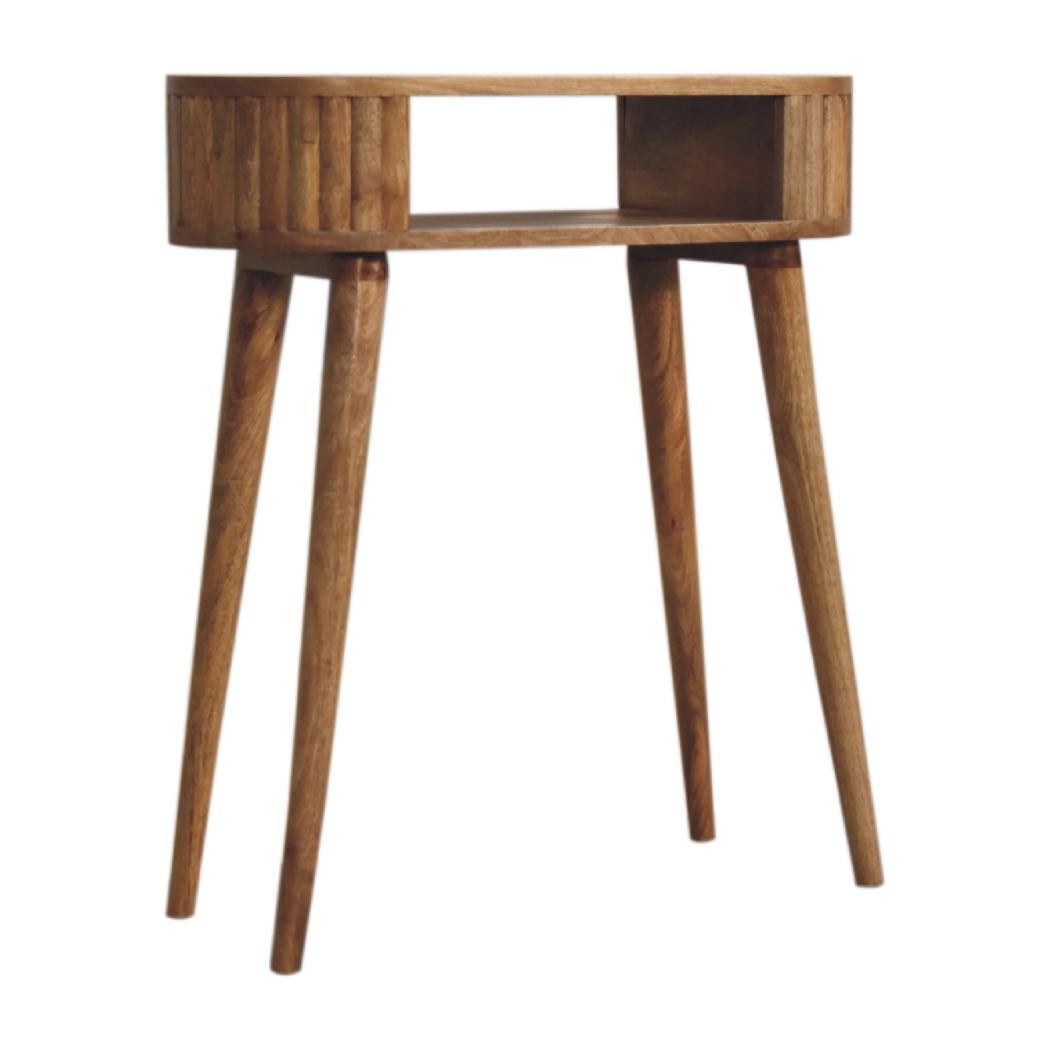 Stripe Writing Desk | Solid Mango Wood | Natural Wood Finish | Textured Stripe Detail