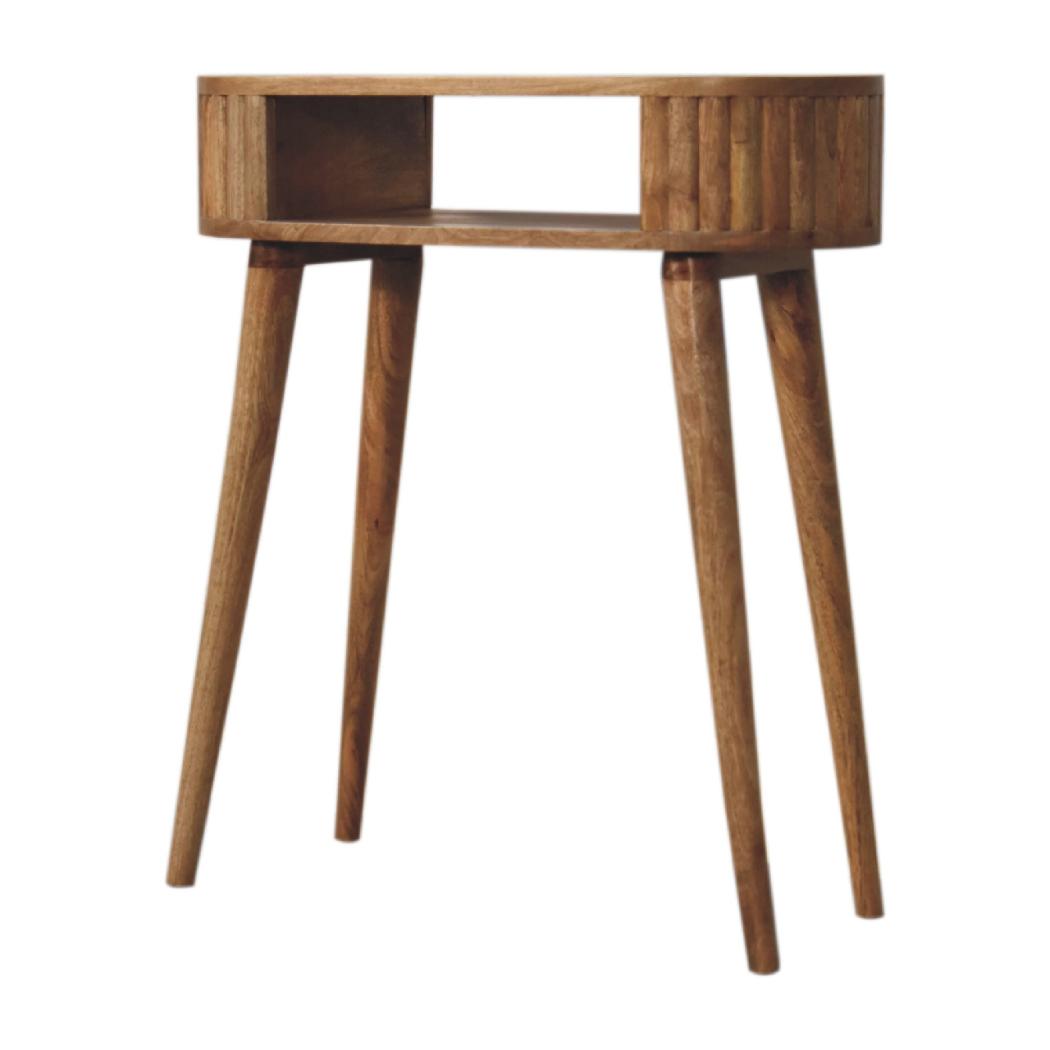 Stripe Writing Desk | Solid Mango Wood | Natural Wood Finish | Textured Stripe Detail