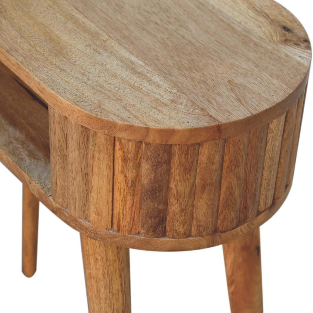 Stripe Writing Desk | Solid Mango Wood | Natural Wood Finish | Textured Stripe Detail