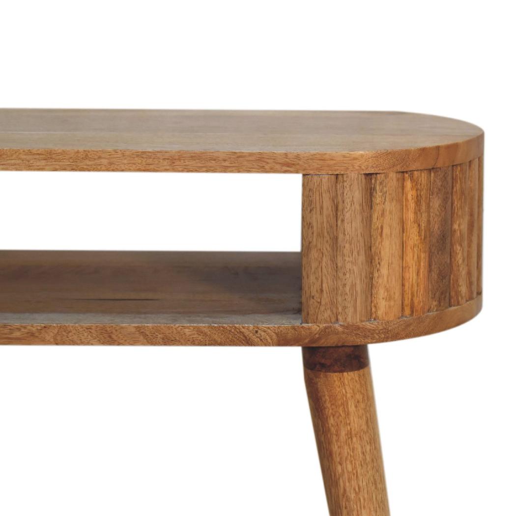 Stripe Writing Desk | Solid Mango Wood | Natural Wood Finish | Textured Stripe Detail