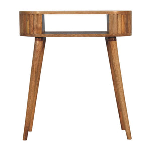 Stripe Writing Desk | Solid Mango Wood | Natural Wood Finish | Textured Stripe Detail