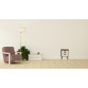 Sun-Bleached Mango Wood Bedside Table | 3 White Drawers | Nordic Legs