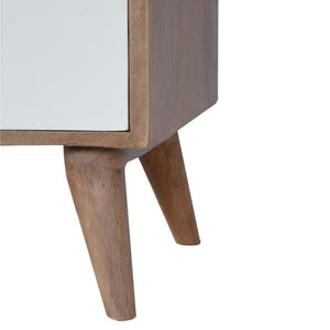 Sun-Bleached Mango Wood Bedside Table | 3 White Drawers | Nordic Legs
