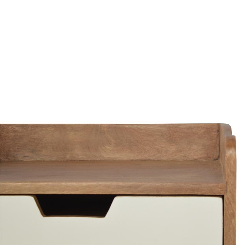 Sun-Bleached Mango Wood Bedside Table | 3 White Drawers | Nordic Legs