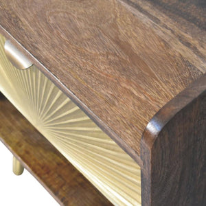 Sunburst Brass Inlay Bedside | Solid Wood Nightstand