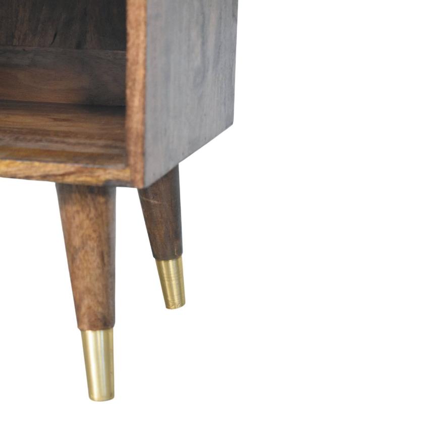 Sunburst Brass Inlay Bedside | Solid Wood Nightstand