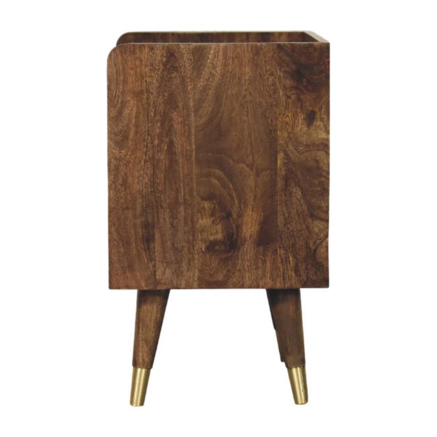 Sunburst Brass Inlay Bedside | Solid Wood Nightstand