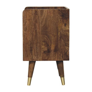 Sunburst Brass Inlay Bedside | Solid Wood Nightstand