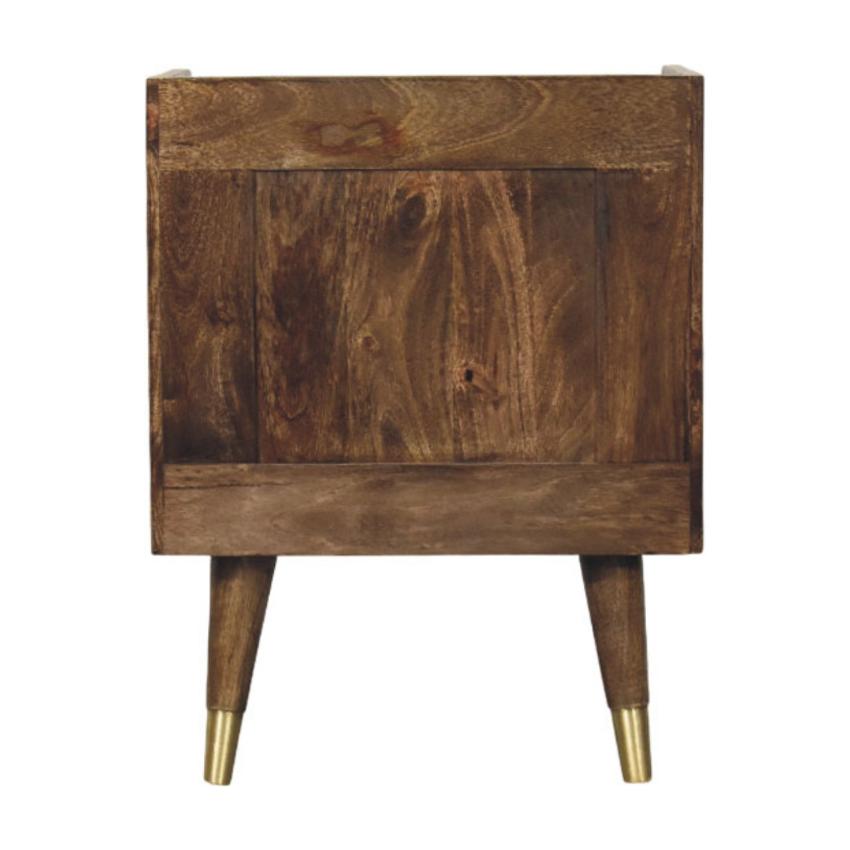 Sunburst Brass Inlay Bedside | Solid Wood Nightstand