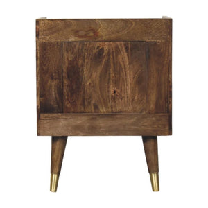 Sunburst Brass Inlay Bedside | Solid Wood Nightstand
