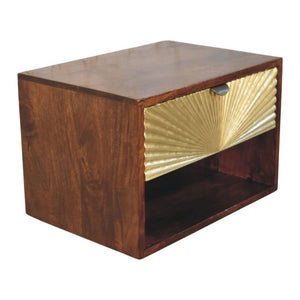 Sunburst Wall-Mounted Bedside Table | Floating Storage | Textured Design