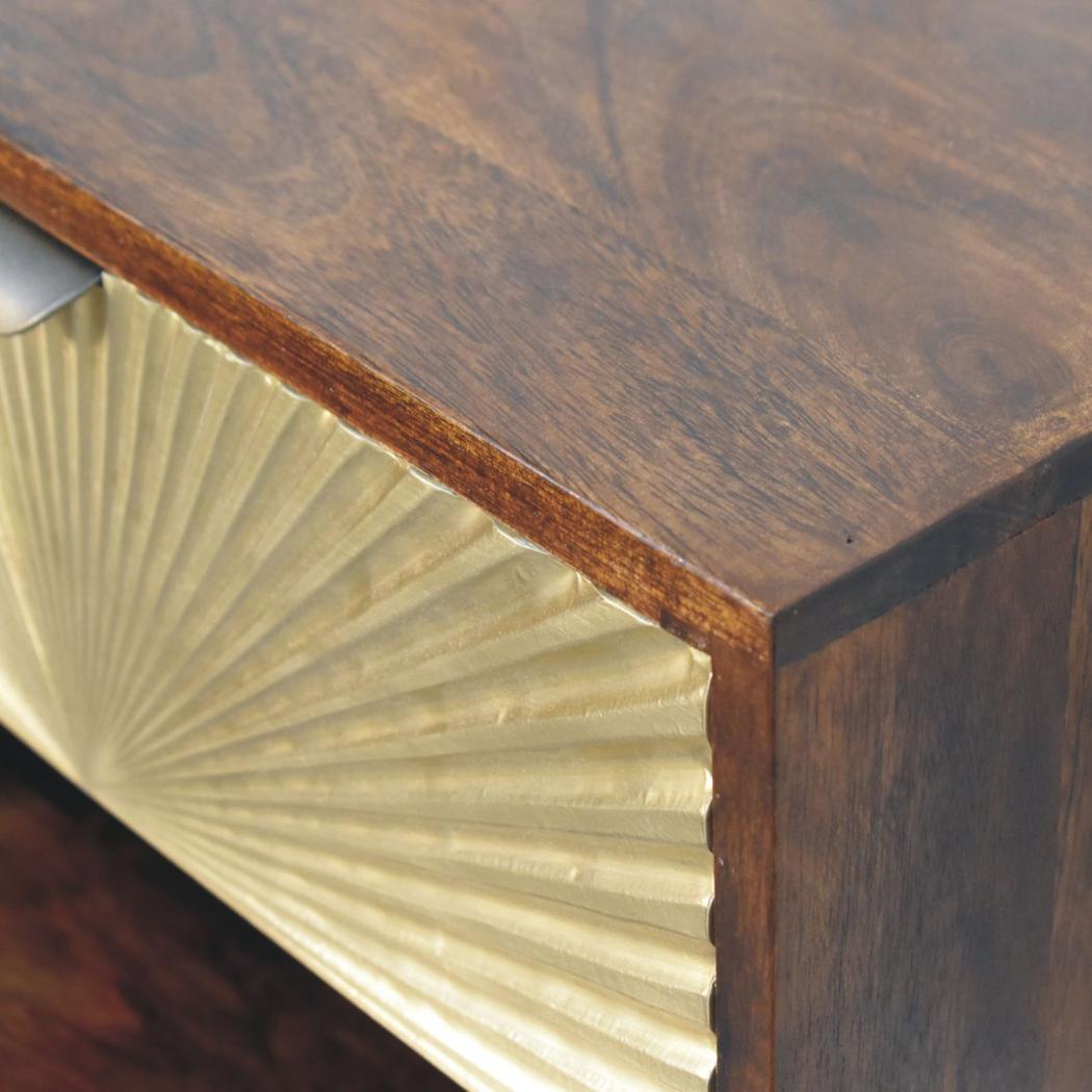 Sunburst Wall-Mounted Bedside Table | Floating Storage | Textured Design