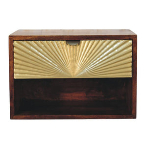 Sunburst Wall-Mounted Bedside Table | Floating Storage | Textured Design