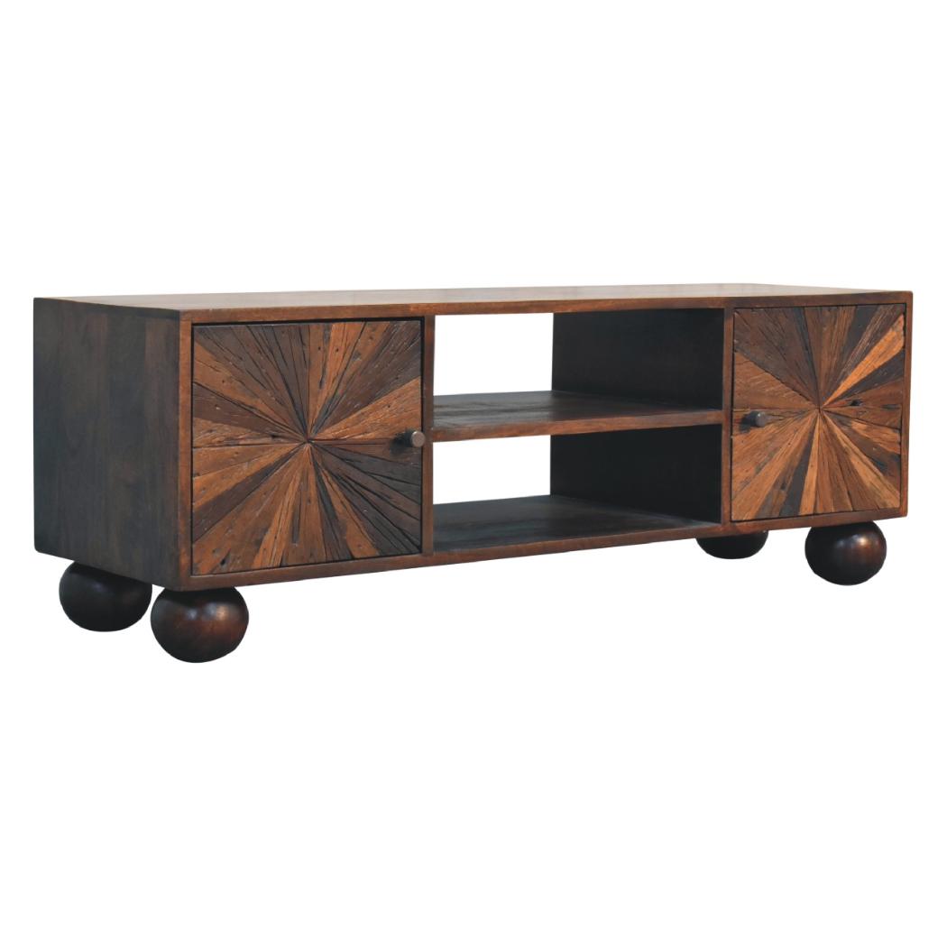 Sunrise Ball TV Unit | Walnut Finish | Sculptural Media Storage
