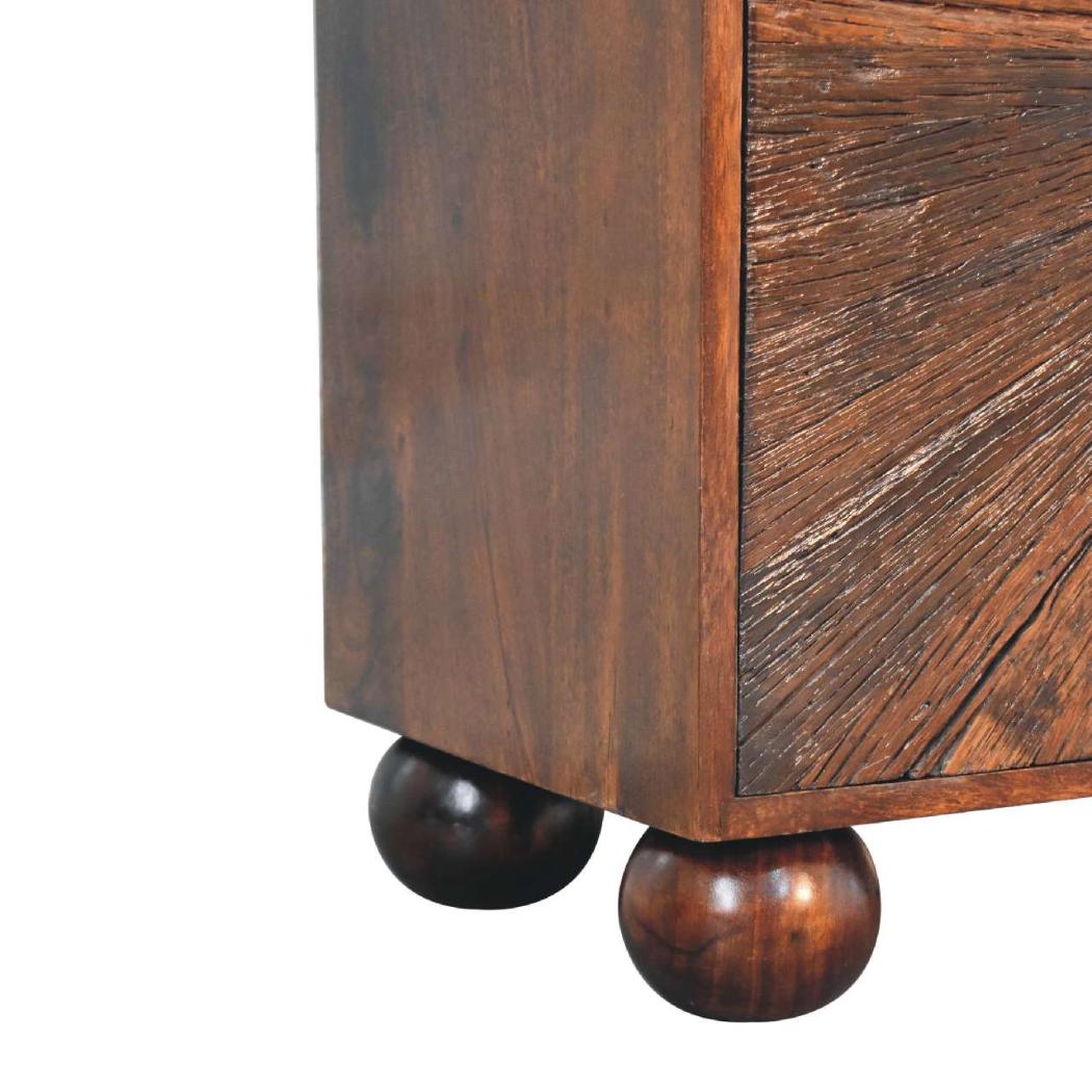 Sunrise Ball Walnut Cabinet | Solid Mango Wood | Sculptural Ball Detail