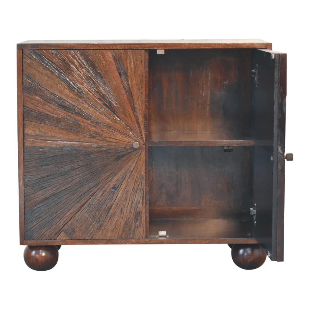 Sunrise Ball Walnut Cabinet | Solid Mango Wood | Sculptural Ball Detail
