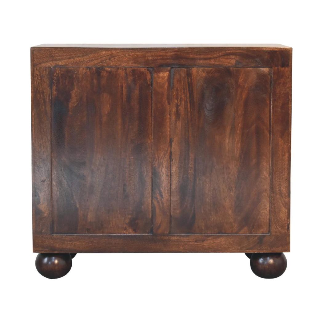 Sunrise Ball Walnut Cabinet | Solid Mango Wood | Sculptural Ball Detail