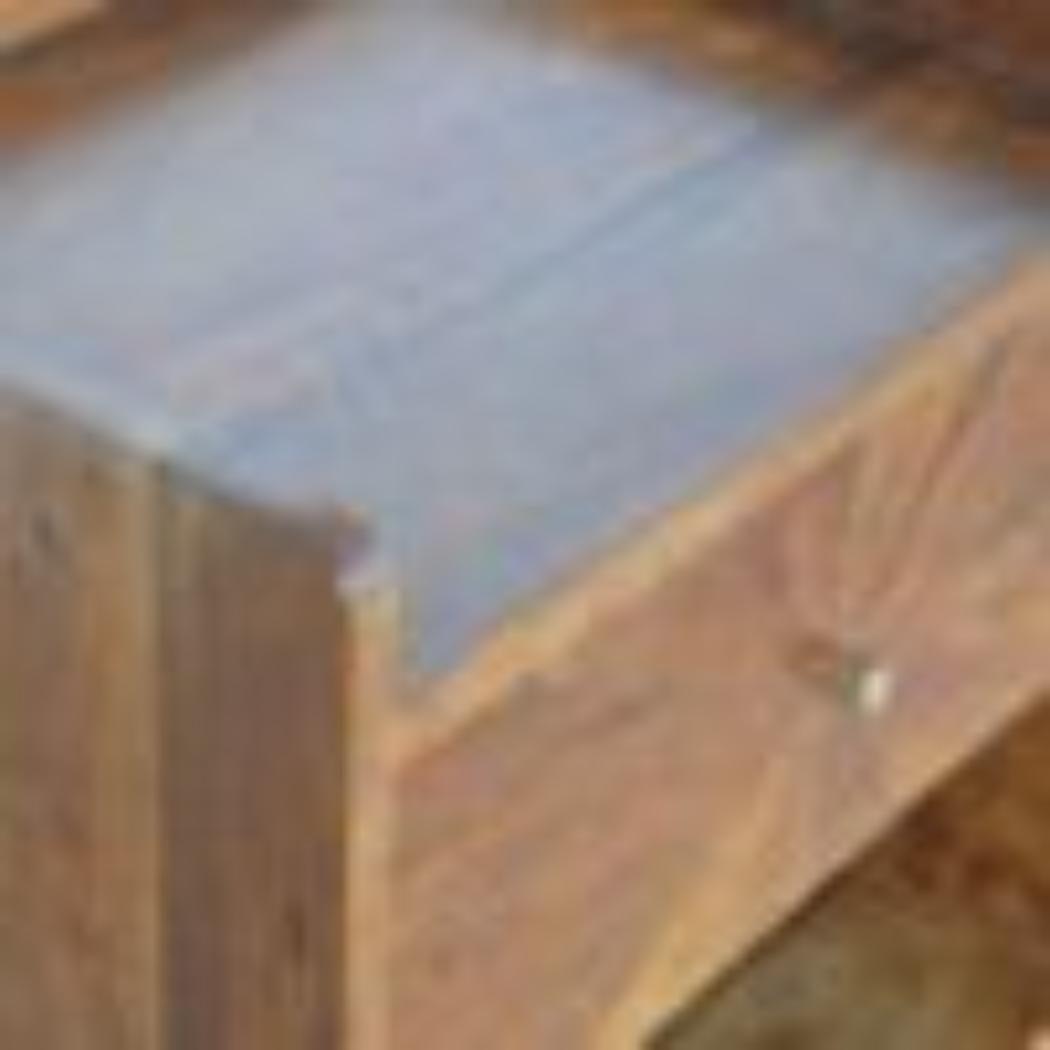 Sunrise Carved Bedside Table | Solid Mango Wood | Chestnut Finish | Bedroom Storage