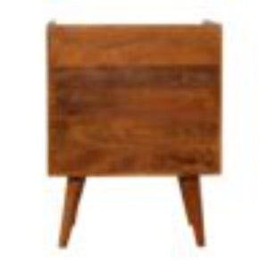 Sunrise Carved Bedside Table | Solid Mango Wood | Chestnut Finish | Bedroom Storage
