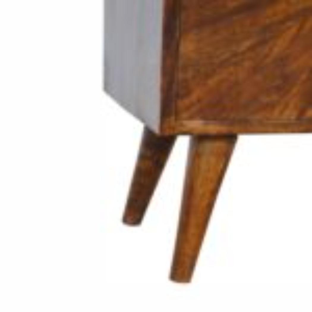 Sunrise Door Bedside Table | Solid Mango Wood | Chestnut Finish | Compact Storage