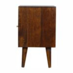 Sunrise Door Bedside Table | Solid Mango Wood | Chestnut Finish | Compact Storage
