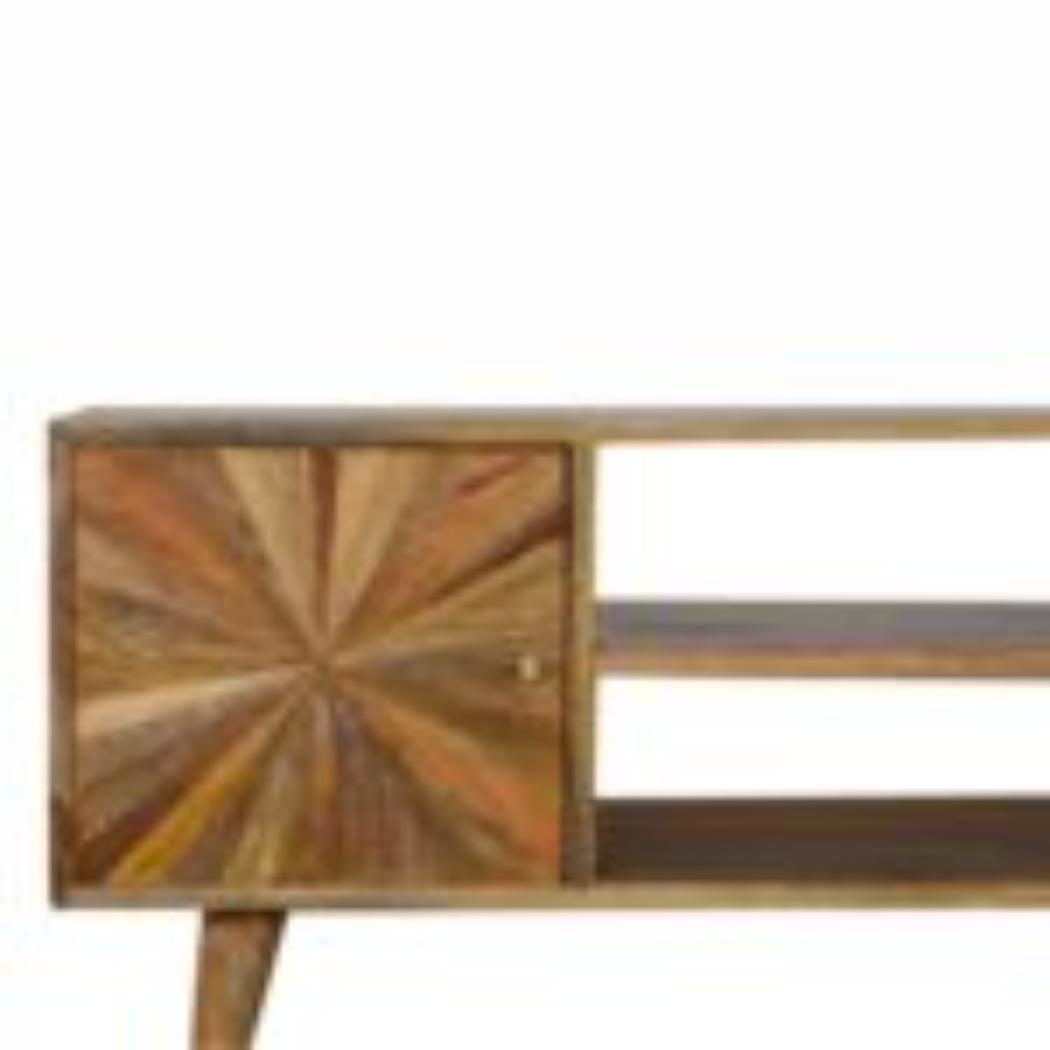 Sunrise Entertainment Unit | Solid Mango Wood | Patterned TV Media Storage