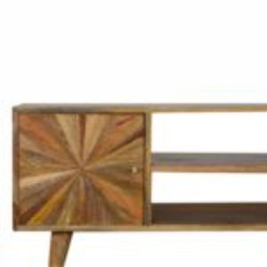 Sunrise Entertainment Unit | Solid Mango Wood | Patterned TV Media Storage